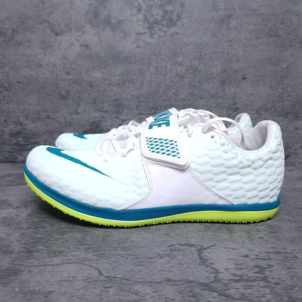 NIKE Zoom High Jump Elite Track & Field Cleats Mens 10.5 White Green FZ9636-100